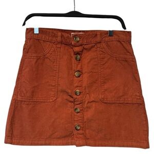 Kensie Corduroy Red Orange A-line Mini Skirt Casual